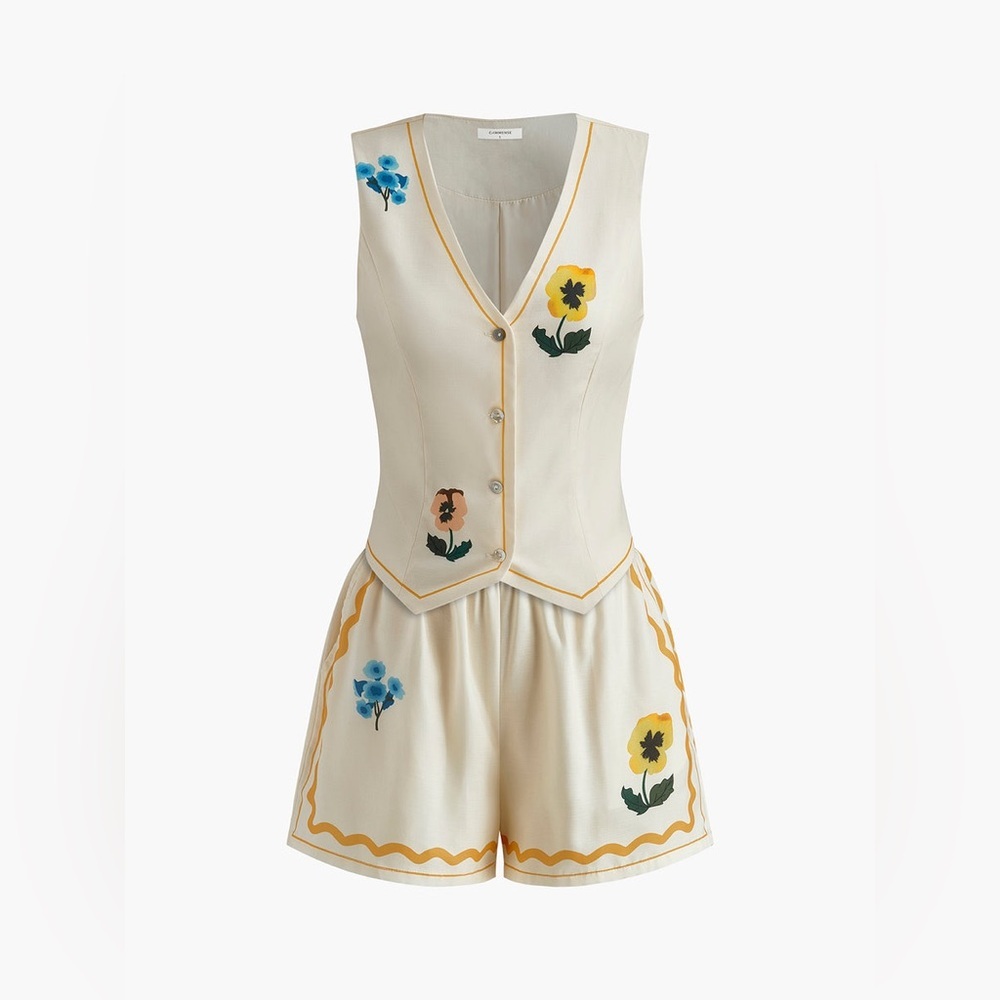 Commense Floral Print Tank Shorts Set - Picture 3 of 5